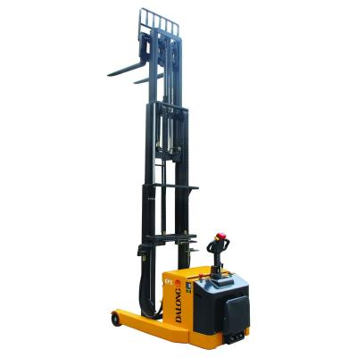 China Hotels 1.5t 4500mm Reach Truck Electric Forklift DALONG Brand With EPS Power Stacker For Warehouse for sale