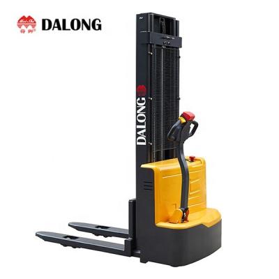 China Building Material Shops DALONG Stacker 1200kg 1500kg Capacity 3000mm Height Electric Lifting Power Pallet Stacker for sale