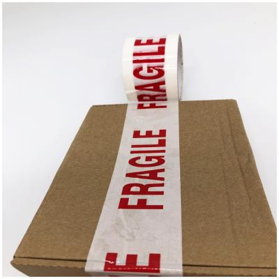 China Waterproof High Tack Printed Cardboard BOPP Packing Fragile Shipping Warning Tape for sale