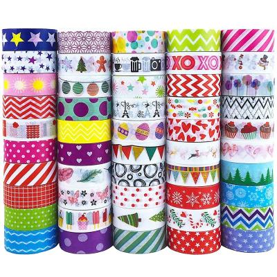 China Waterproof 50 Rolls Stock Pattern Christmas Washi Tape DIY Craft Decorative Paper Tape Masking Tape for sale