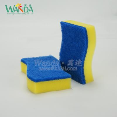 China Sustainable S Shaped High Density Cleaning Sponge Scrubber For Kitchen for sale