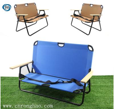 China Long term durability cheap outdoor double beach chair with wooden armrest for sale