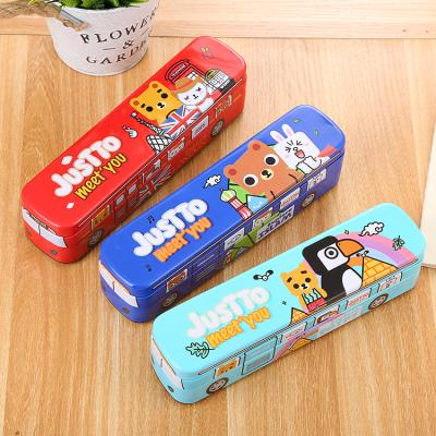 China 2019 Korea Double-decker bus pencil box pencil case tinplate pencil case student stationery cute top cute creative wholesale for sale