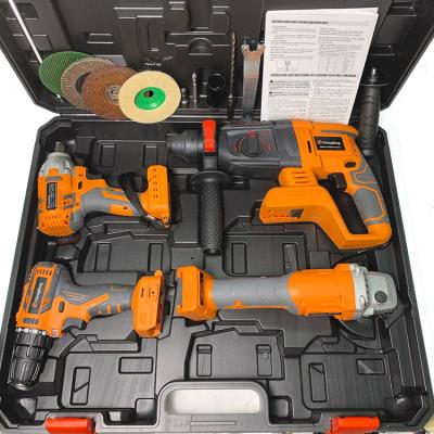 China Machine Tool Combo Kits Wholesale Combo Set 4pcs Cordless Tool in 1 Impact Wrench Angle Grinder Hammer Drill Power Tool Kit Combo Kit for sale