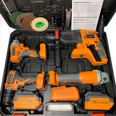 China Wholesale Power Tool Combo Kits 128V Brushless Drill Set 4 in 1 Battery Power Cordless Tools Combo Set with Same Battery Combo Kit for sale