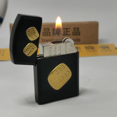 China ZH206 Gold Refillable Carve Black Grind Gas Lighter Cigarette Flaming Fire Lighter for sale