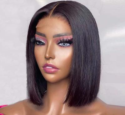 China Wholesale Unprocessed Brazilian Remy Human Hair Short Black Bob Lace Front Human Hair Wigs Body Wave Brazilian Raw Wigs for sale