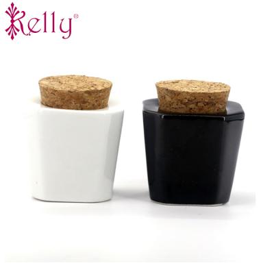 China Liquid Nail Art Conical Ceramic Cork Bottle Nail Cup Convenient Nail Tool for sale