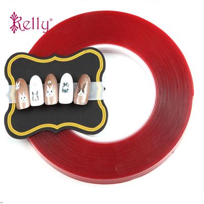 China Waterproof Red 6/8/10mm Nail Art Adhesive Double Sided Glue Tape Sticker for Nail Tips Show Color Chart and Pactice Training Hand for sale