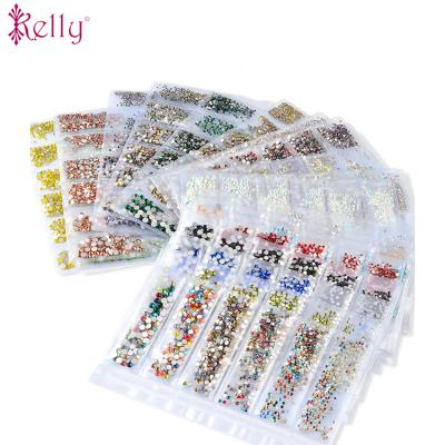 China Round Crystal Stone Ab Nail Art Decoration Nails Mixed Flat Backs Rhinestones Nails Supplies for sale