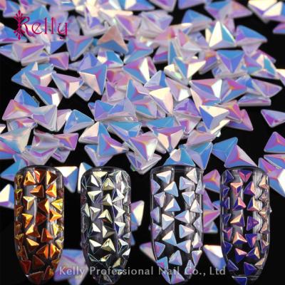 China Eco-friendly Chameleon Triangle Glitter Nail Color AB Flakies 3D Iridescent Nail Art Decoration Manicure Tips for sale