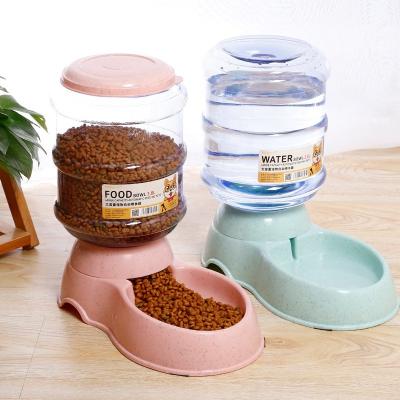 China 3.8L Large Capacity Straw Wheat Rise Stain Dog Basin Pet Automatic Feeder Automatic Water Bowl Pet Object Feeding Bowl for sale