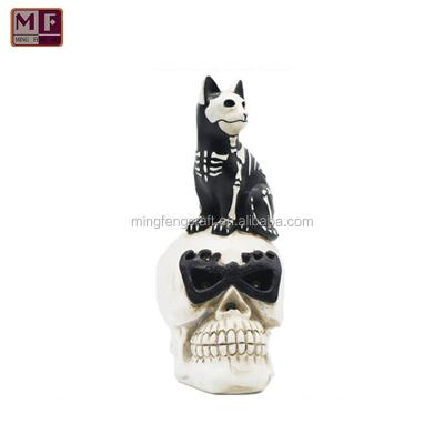 China Halloween Decorations Resin Halloween Decoration Skeleton Dog Statue With Led Light for sale