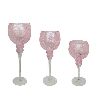 China Mordern sryle eco-friendly tall glass wedding centerpieces transparent glass candlestick for sale