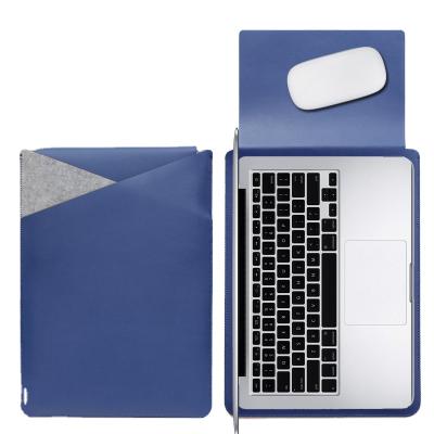 China Wholesale Felt Splice Double Layer Soft Water Shock Proof Protective Anti-scratch Laptop Leather Case 13 14 15.6 Inch Cover For MacBook 13 for sale