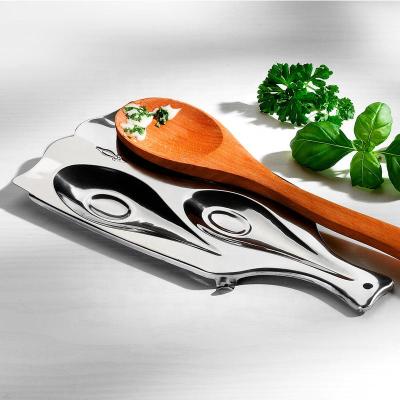 China Sustainable Top Quality Food Grade Kitchen Stainless Steel Three Spoon Rest Spoon Holder for sale