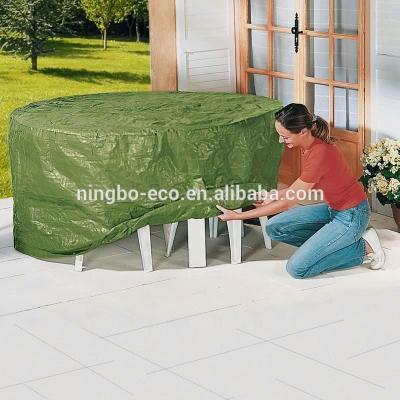 China Anti UV Waterproof Outdoor Furniture Garden Table Cover PE Cloth Round Table Cover With 4 Holes for sale