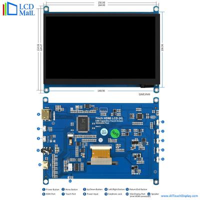 China 7 inch HDMI TFT-scherm 1024*600 Dots HDM-interface 6 Uur Bekijken Te koop