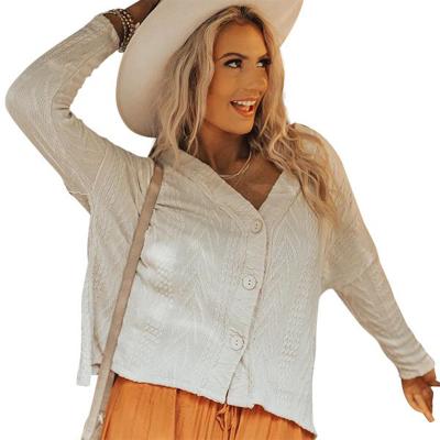 China Latest Anti-wrinkle Solid Color Button Down Cardigan Crop Winter Coats For Women 2021 for sale