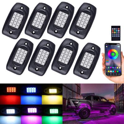 China Multi Color LED RGB Rock Lights IP68 Wasserdicht 12V mit Musikmodus zu verkaufen