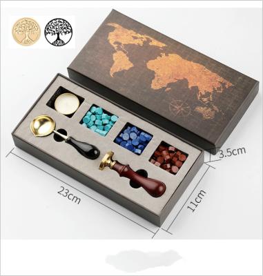 China Custom Customized World Map Gift Box Festival Sealing Wax Seal Stamp Set for sale