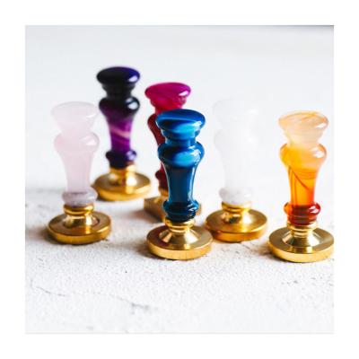 China Desktop Vintage Crystal Agate Wax Seal Handle For Wax Stamp for sale