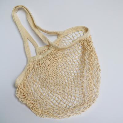 China Reusable Cotton Handled Mesh Bag With Handle Mesh Produce Bags Eco Friendly Organic Shopping Bags for sale