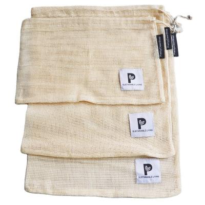 China Eco-Friendly Reusable Cotton Mesh Produce Bags - Organic Cotton, Eco Durable, Double Pique, Washable for sale