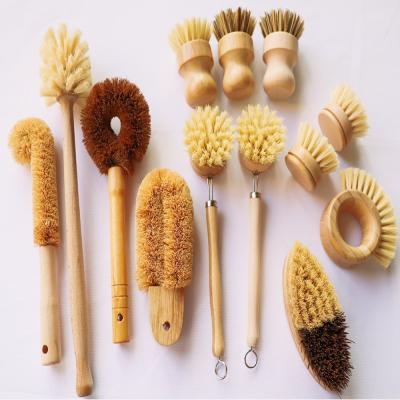 China Sisal Dish Brush Coconut Vegetable Cleaning Sustainable Eco Friendly Bamboo Wooden Brush for sale