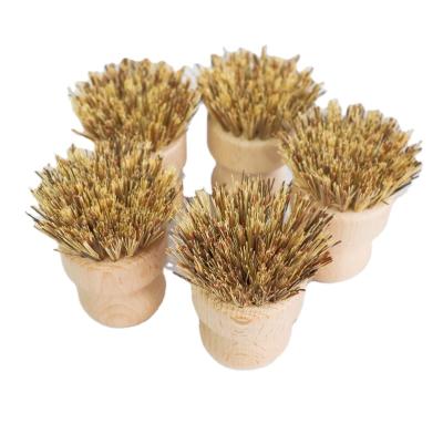 China Sustainable Natural Sisal Dish Wash Brush Round Bamboo Scrub Brush Pots Filters Vegetables Household Cleaning Brush for sale