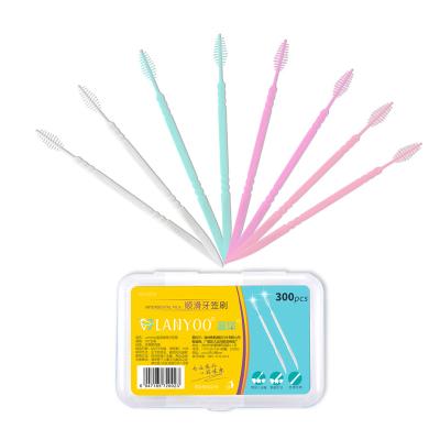 China Disposable Gum Care I Shape Wire Dental Toothpick Orthodontic Tooth Brush And Pick Interdental Brush for sale