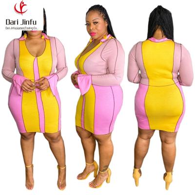 China 2021 New Arrival Stylish Breathable Patchwork Color Blocked Plus Size Women's Casual Wear Clothing for sale