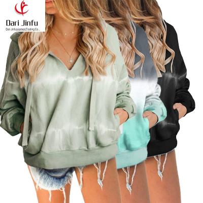 China Custom Anti-wrinkle Autumn Winter Clothes Pullover Ladies Long Sleeve Cotton Pocketed Women Tie Dye Hoodie for sale