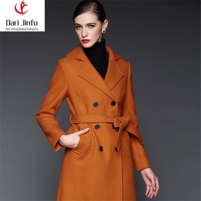 China Hot European classic women's double breasted trench coat breathable style coat with high quality for sale