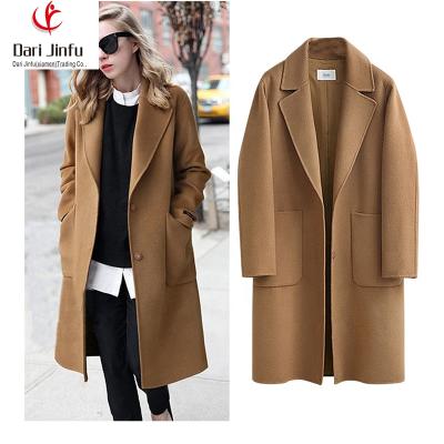 China Stylish Style Viable Women Coat High Quality Large Size Ladies Wool Ditch Loose Coat For Women for sale