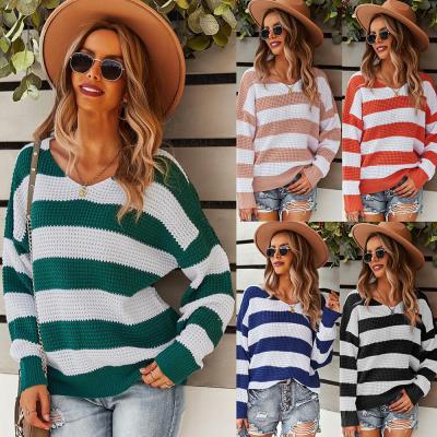 China striped sweater 2021 Anti-wrinkle autumn and winter warm sweater ladies sweater casual sweater new for sale