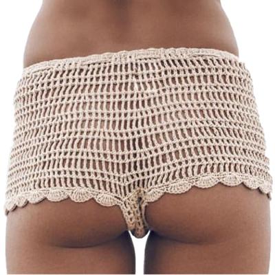 China Breathable Handmade Attractive Women's Up-to-date Crochet Shorts Stretch Waist Beach Casual Bandage Hot Pants for sale