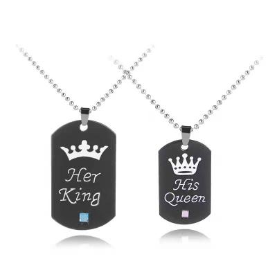 China Best Trendy Valentines Gifts Love Couples Keychains Keychains Fashion King Queen Couple Necklace for sale