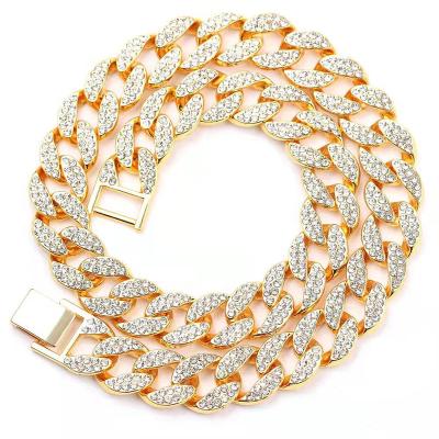 China New Fashion Trendy Mens Chain High Quality Crystal Diamond Necklace Cuban Necklace for sale