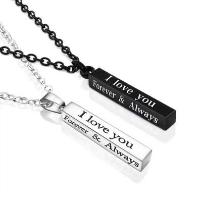 China 2022 Valentine Gifts Couple Necklaces Custom Fashion Trendy Name Stainless Steel Pendant Necklace for sale