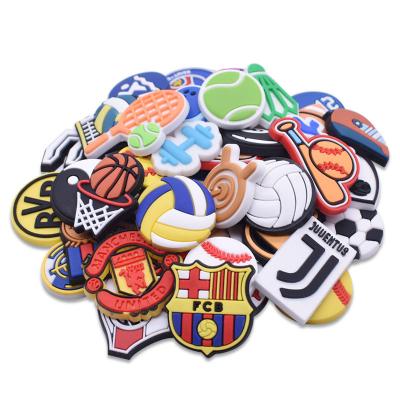 China Clog Charms Wholesale Football Sports Croc Charms New Balls Shoe Charms For Sandal Wristband Decoration for sale