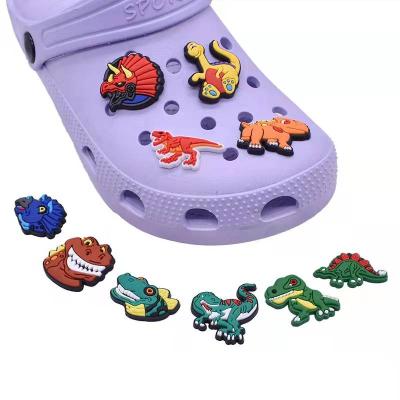 China New Hoop Charm Kids Hobbles Shoes Charms Cartoon Dinosaur PVC Soft Croc Charms Sandal Bracelet Decoration For Kids for sale