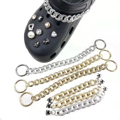 China Handmade Top Selling Shoe Charms Chains Diamond Fang Acrylic Bling Charm For Clog Sandal Shoes for sale