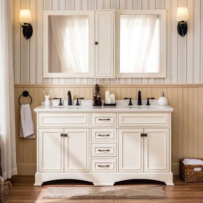 China Best Selling USA Style Environment Friendly Craigslist Used Modern Solid Wood Double Sink Bathroom Vanity for sale