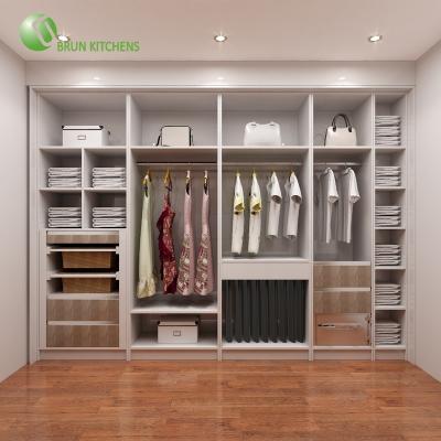 China Eco-Friendly I Shaped Solid Wood Oak Bedroom Wardrobe Designs With Jewelry Box for sale