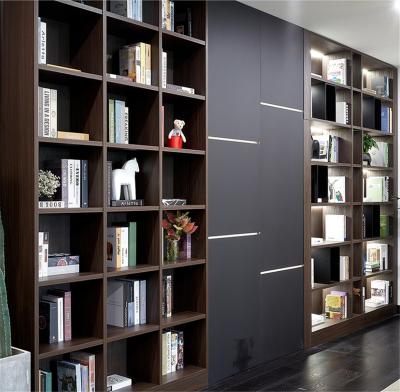 China LED Strip Study Room Bookcase With LED Strip Recessed Under Laminate Veneer Shelving Cabinets for sale