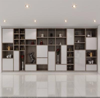 China LED Strip Living Room Home LED Strip Laminate Bookcase Shelves and TV Cabinets with Marble Stone for sale