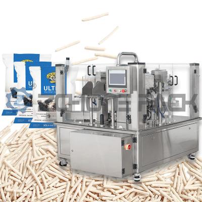 China Cat Litter Packaging Machine Granule Solid Intelligent Weighing Discharging Sealing Dust Sweeping Vacuuming for sale