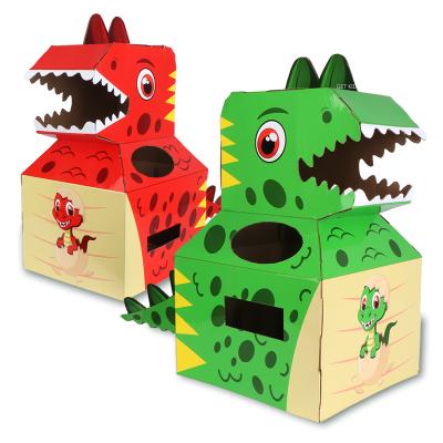 China Tik Tok Hot Sell Children's Portable Creative 3D Puzzle Dinosaur DIY Cardboard Paper Handmade Dinosaur Non-toxic Eco-friendly Role Playing Animal for sale