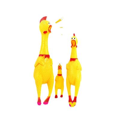 China Wholesale OEM Stocked TPR Custom Dog Squeaky Toy Bite Chew Resistant Squeaky Pet Rubber Chicken Dog Toy for sale